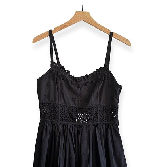 ULLA JOHNSON Celestia Broderie Anglaise Cotton Midi Dress, Black, Size 4, NWT - Picture 13 of 16